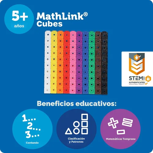 Vista 5 de Cubos MathLink de Learning Resources - Juego de 100 cubos, para niños de 5 años en adelante, actividades STEM, elementos manipulativos