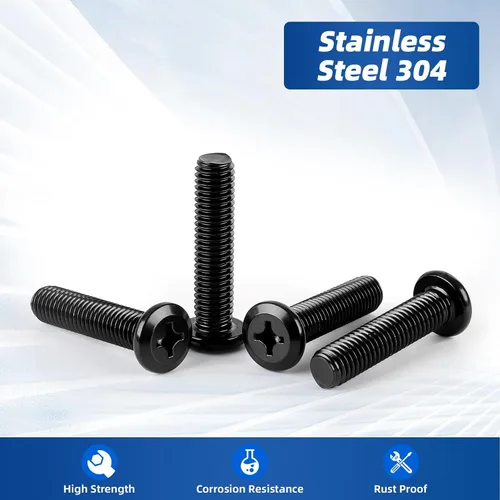 Vista 2 de M4-0.7 x 8 mm Tornillos de cabeza plana para muebles, pernos de acero inoxidable 304 con acabado negro, rosca completa, 50 piezas
