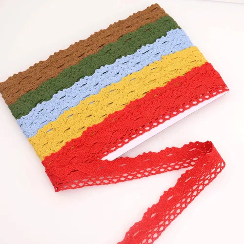 Vista 9 de Cinta de encaje beige de algodón de encaje de ganchillo de costura de encaje para envoltura de paquetes de regalo, suministros de álbumes de recortes