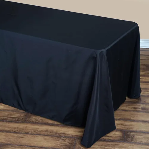 Vista 2 de Tableclothsfactory Manteles rectangulares de poliéster de esquina redonda 90 "x 132" - Negro