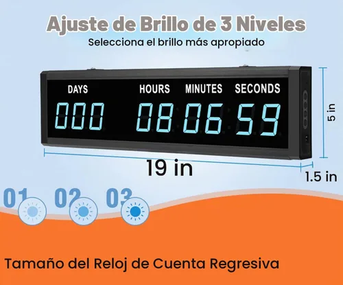 Vista 2 de Blue 1.8" 9Digits Large LED Cuenta Regresiva Cuenta Arriba Días Reloj con Evento Navideño Remoto Azul