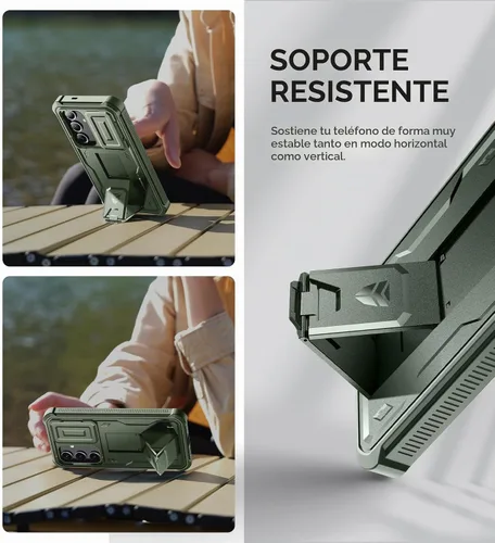 Vista 4 de Dexnor Funda para Samsung Galaxy S24 con Cubierta Deslizante Integrada para Cámara y Protector de Pantalla y Soporte, Funda Resistente a los Golpes