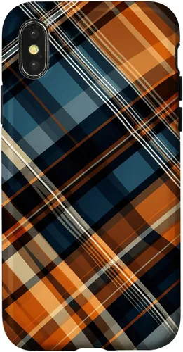Vista 5 de Navy Black and Orange Plaid Halloween Fall Autumn Pumpkins Case for iPhone 17