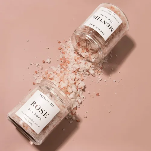 Vista 4 de French Girl - Sales de baño de menta – Sal de Epsom calmante para remojar, mezcla aromatéutica de sal del mar muerto para dolores musculares