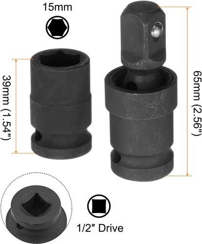 Vista 2 de HARFINGTON Zócalo poco profundo de impacto de 0.591 in de acero CR-MO con adaptador de enchufe giratorio universal de 360 grados
