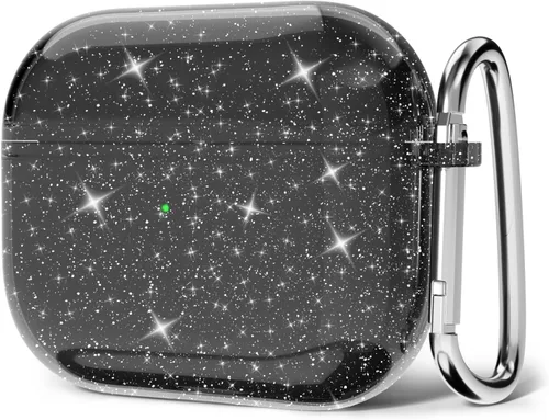 Vista 34 de Svanove Funda para Airpods Transparente con Purpurina, Funda Brillante y Bonita para Airpods de 1ª y 2ª Generación con Llavero, Carcasa Rígida