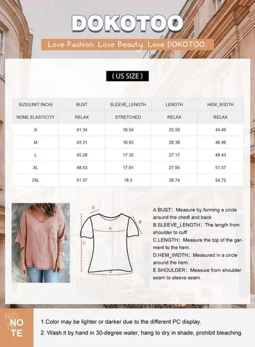 Vista 5 de Dokotoo Blusas tipo túnica para mujer con cuello en V y manga 34 para verano 2024
