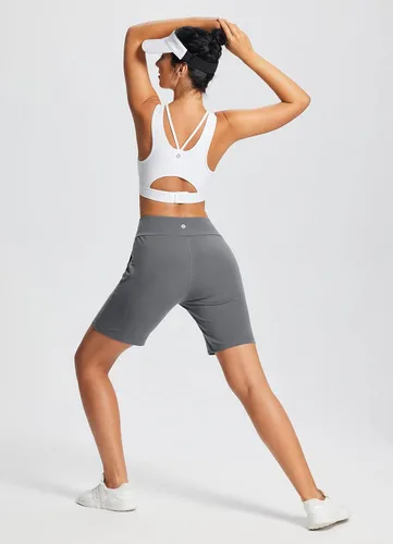 Vista 6 de BALEAF Bermudas de 8 pulgadas para mujer, pantalones cortos deportivos largos de algodón, con control de abdomen, estilo casual, para descansar