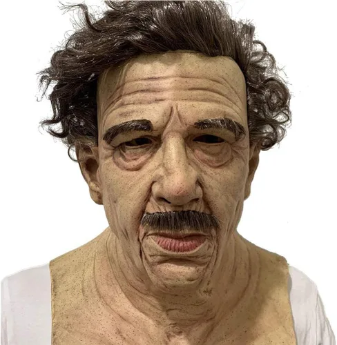 Vista 3 de Dan&Dre Disfraz de anciano de látex para Halloween, disfraz para mascarada, realista, talla única