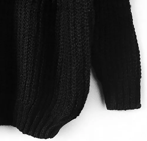 Vista 5 de CHUOAND Suéter de punto largo de cuello alto para mujer, manga murciélago, suéter largo de punto