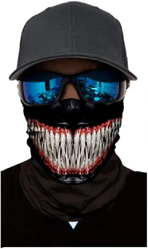 Vista 2 de Jiazery QZ Unisex Multi Funcional 50+ UV Protección Cara Máscara Cráneo 3D Impreso Pasamontañas Headwear