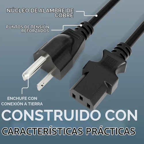 Vista 6 de Cable de alimentación de CA de 3 clavijas para computadora, médico, servidor y escritorio, cable de alimentación de 3 clavijas de 1 pie - Cable