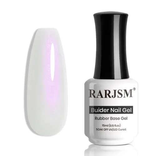 Vista 10 de RARJSM - Gel constructor para uñas, perla azul, gel duro en botella, con brillo de concha de sirena, perlas azules, estructura de extensión gruesa