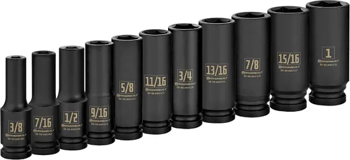 Vista 7 de Powerbuilt Juego de llaves métricas de impacto profundo, unidad de 1/2 pulgada, 6 puntos, 11 piezas, marcas de tamaño, agarre de zócalos Z-Drive