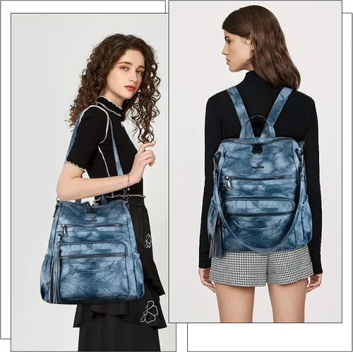 Vista 41 de Bolsos mochila monedero de piel sintética para mujer, bolsas con zíper, mochilas de hombro casuales