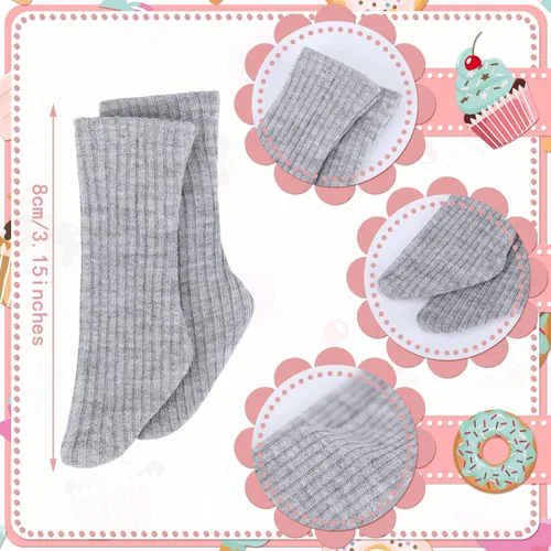 Vista 3 de Sotiff - 6 pares de calcetines de muñeca de punto acanalado, para muñecas de 11.8 pulgadas, lindo color Dress up Accessory for Girl Dolls, Ribbed