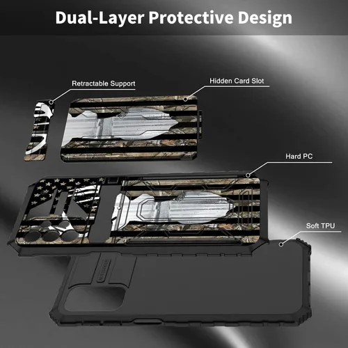 Vista 7 de Funda para Samsung Galaxy A32 5G con ranura desmontable para tarjetero, función atril, doble capa, resistente, a prueba de golpes, funda oculta