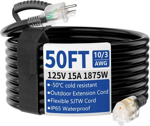 Vista 14 de Cable de extensión de 50 pies para exteriores/interiores con Amarillo