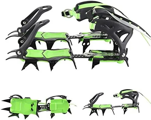 Vista 4 de HUAYE BRS 14 dientes de hielo crampones nieve Skid Spikes invierno botas de nieve cubierta de zapatos Clips con un mosquetón para la nieve al aire