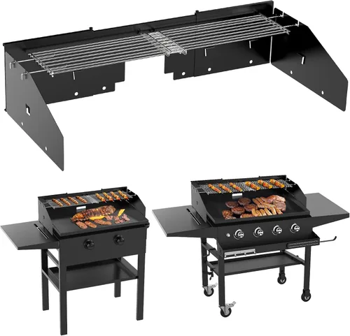 Vista 7 de Juego universal de protector contra el viento y rejilla de calentamiento para planchas de 16" a 28" sin campana, pantalla contra el viento y rejilla