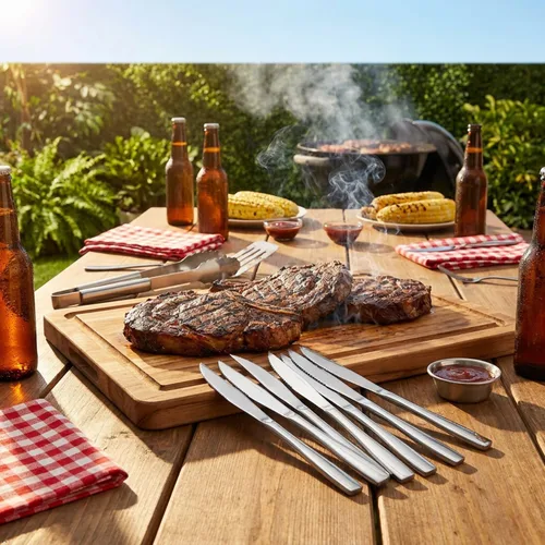 Vista 4 de Cuchillos para carne de 8 piezas, cuchillos de cocina de acero inoxidable