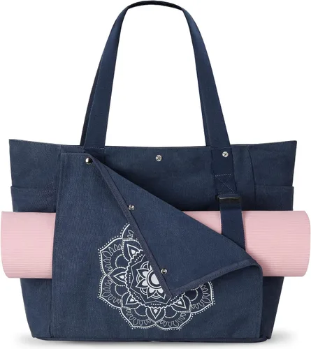 Vista 15 de Gonex Bolsa para Esterilla de Yoga, Bolsa de Gimnasio Tipo Tote con Múltiples Bolsillos para Mujeres y Hombres, Portaesterillas de Yoga de Lona