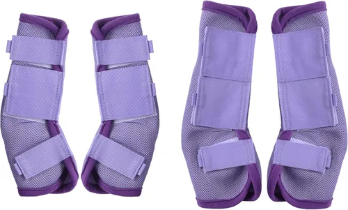 Vista 9 de LEAFOREST Juego de 4 botas para mosca de caballo, protección antideslizante para piernas para burro mini pony, botas de malla transpirable para Azul