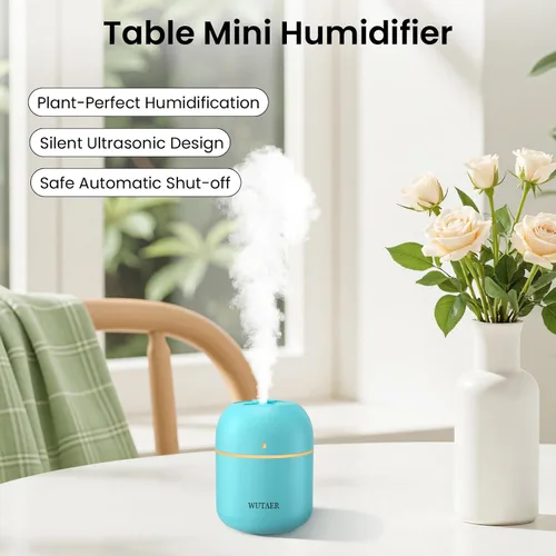 Vista 3 de Humidificador pequeño portátil, humidificador de escritorio personal USB para automóvil, oficina, dormitorio, apagado automático, 2 modos de niebla