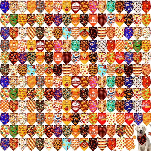 Vista 11 de Newwiee - 200 bandanas de Halloween para perro, diseño de fantasma, grandes Bufanda triangular para mascotas, patrón de calabaza, murciélago