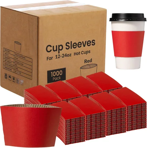 Vista 12 de FMP Brands Paquete de 1000 fundas para tazas de café de 8 onzas, fundas desechables para tazas calientes, fundas para tazas de café negras a granel