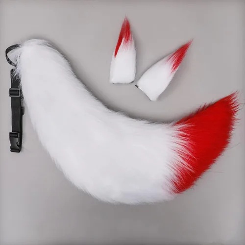 Vista 6 de Fxaelian - Juego de cola grande de piel sintética para animales, zorro, gato, perro, lobo, accesorio para disfraz de Halloween, cosplay, fiesta