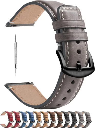 Vista 99 de Fullmosa Correa de reloj de liberación rápida de 0.866 in, 0.787 in y 0.709 in, bandas de cuero bruñido para Samsung Galaxy Watch/Garmin Watch
