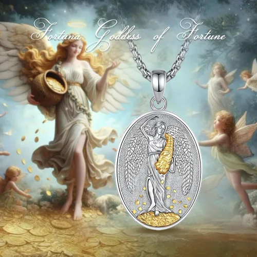 Vista 112 de EUDORA Collar de plata de ley 925 con moneda Hécate, Athena, Perséfono, Nyx, diosa de la luna triple, diosa celta, rueda de Hécate, llave, regalo