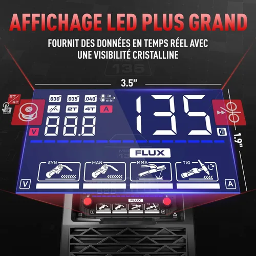 Vista 2 de ANDELI 135A MIG Solderer, Voltage 220V, Portable Without Gas, Multi-Process Flux MIG/TIG Lift/MMA Welder, with LED Digital Display, IGBT Inverter