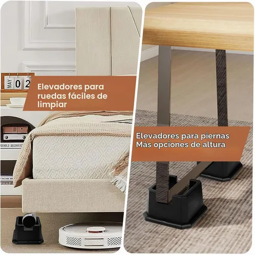 Vista 6 de Elevadores de Cama Shouwuhho de 2 Pulgadas, Elevadores de Muebles con Alturas de 2 3 4 5 6 7 8 Pulgadas de Alta Resistencia, Elevadores de Cama