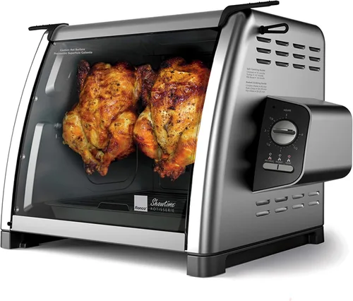 Vista 8 de Ronco Horno asador de encimera digital platino 6000, capacidad de 12 libras El pollo asado se cocina perfectamente, 3 funciones: asador, sear