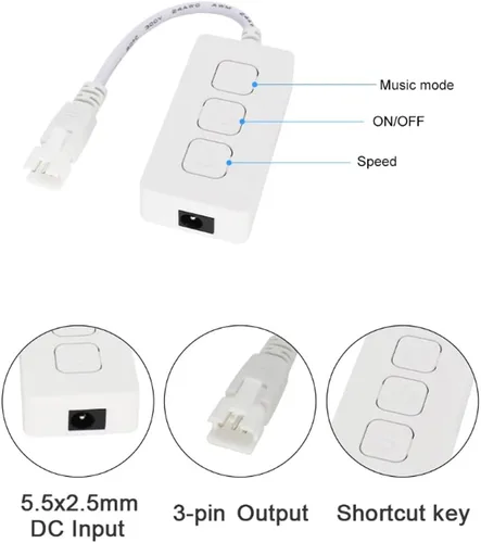 Vista 5 de SP548E SPI RGB LED Controlador WiFi Bluetooth 5V 12V 24V WS2811 WS2812B RGB LED Tira de luz 0.08 oz RF Control Funciona Dual Salida Alexa Smart