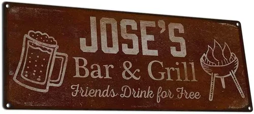 Vista 46 de Adam's Bar and Grill Friends Drink for Free, cartel de aluminio de 5.75 x 15.5 pulgadas, accesorios personalizados para bar y decoración de pared