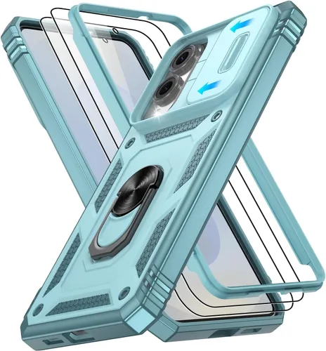 Vista 221 de Gritup Funda para Google Pixel 6 con cubierta deslizante para cámara y protector de pantalla (2 unidades), soporte de anillo giratorio 360°, funda