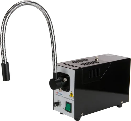 Vista 3 de AmScope Iluminador 150W del cuello de cisne de la sola fibra de HL250-BS para los microscopios estéreo