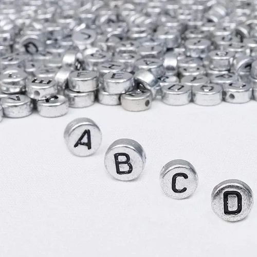 Vista 8 de Cuentas de letras, 1000 cuentas acrílicas del alfabeto, letras A-Z para hacer joyas (dorado)