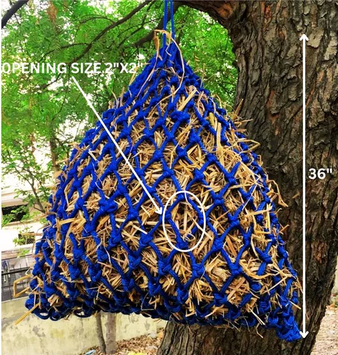 Vista 3 de Majestic Ally Agujeros de 2 x 2 pulgadas, altamente duraderos, muy resistentes, de 36 pulgadas para caballos, cabra, etc. Azul Real