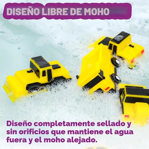 Vista 4 de Tub Works® Construction™ Trucks - Juguetes de baño sin moho, paquete de 6 Diseño de juguetes de baño sellados y sin agujeros que mantiene