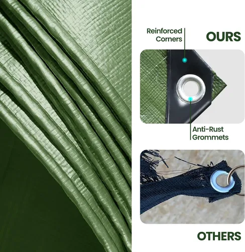 Vista 3 de lona impermeable duradera para cubierta, para camping, jardín, azul/verde militar, Verde