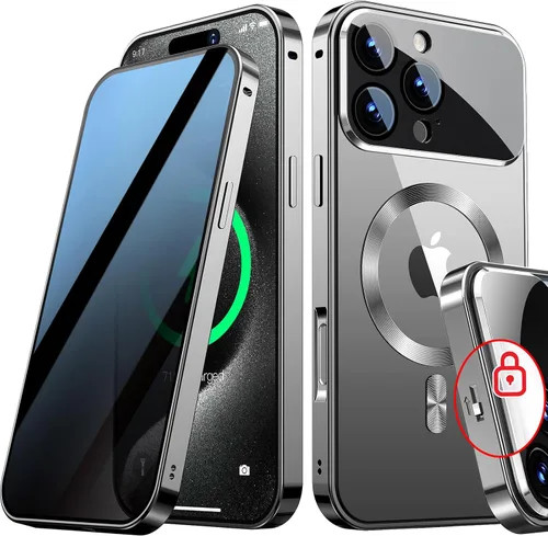 Vista 11 de Funda magnética de privacidad para iPhone 13 Pro, protección completa de la cámara, color negro [Mechanical Lock][Compatible with MagSafe]