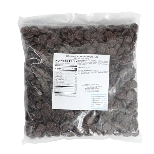 Vista 2 de Obleas de chocolate negro para derretir, bolsa a granel de 2 libras, chocolate, discos de caramelo de chocolate derretido para hornear, sumergir