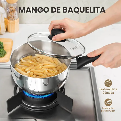 Vista 3 de MICHELANGELO Juego de cacerolas de acero inoxidable, 6 piezas, 1QT 2QT 3QT