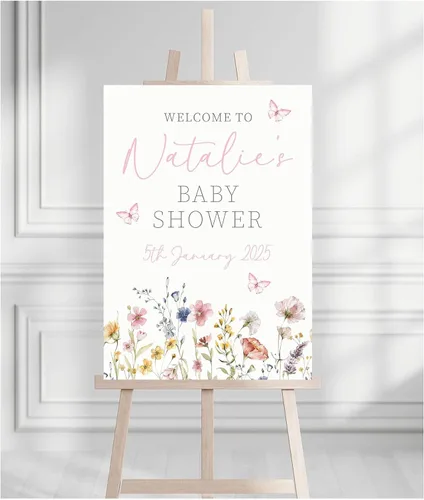 Vista 18 de Letrero de bienvenida para baby shower, personalizable, con texto en inglés «We Can Bearly Wait» Neutral Cute Teddy Bear Theme, varios tamaños