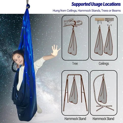 Vista 5 de Columpio Sensorial para Niños Soporta hasta 300 libras Interior y Exterior Columpio de Terapia Abrazador con Kit Colgador de Ganchos para Hamaca