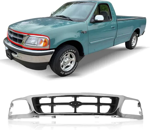 Vista 16 de CarPartsDepot Nuevos Piezas de Reemplazo Parte Delantera Derecha del Lado del Pasajero Argent Grille Grill Compatible con 1976-1977 FORD F-350 F-250
